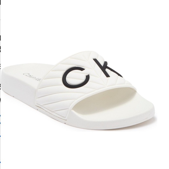 CALVIN KLEIN Anders Pool Slide Sandal In White Color - New In Box - Reemoly - Picture 2 of 11